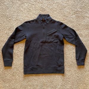 Men’s Designer Billy Reid Quilted Half Zip Sweater - Gray S